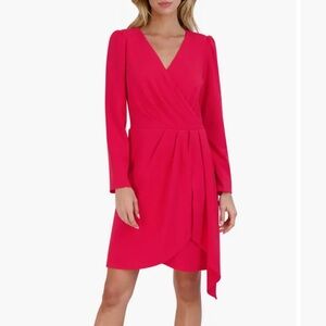 Julia Jordan Long Sleeve Wrap Neck Short Dress